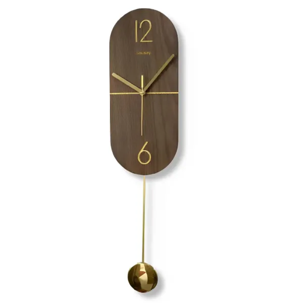 Slingerklok van notenhout met goud