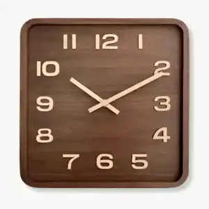 Vierkante houten wandklok, verkrijgbaar in 25 cm en 30 cm