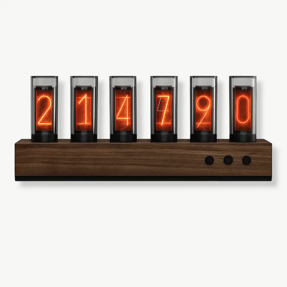 Vintage houten wandklok in zilver, rood of zwart