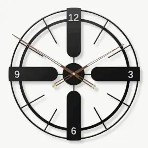 Wandklok design hout, modern en industrieel