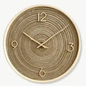 Wandklok goud 40 cm, lichtbruin en crèmewit