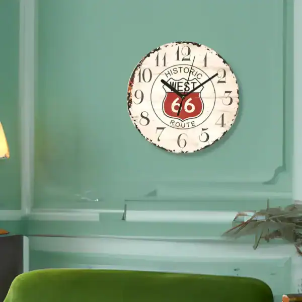 Wandklok jaren 60, vintage Route 66, foto 2