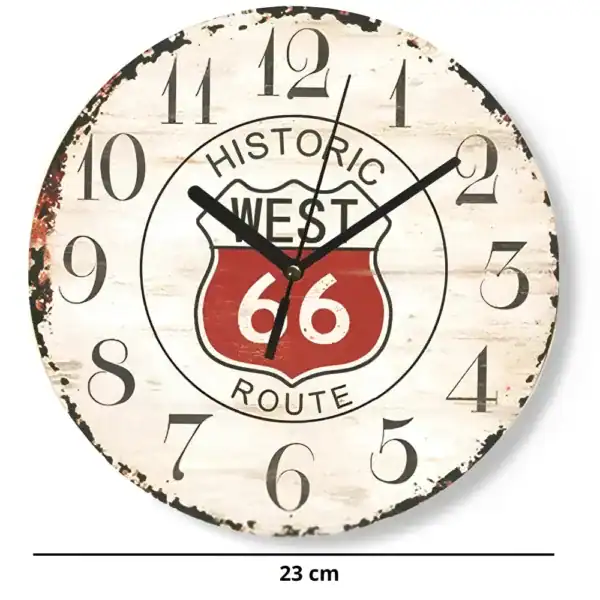 Wandklok jaren 60, vintage Route 66, foto 5