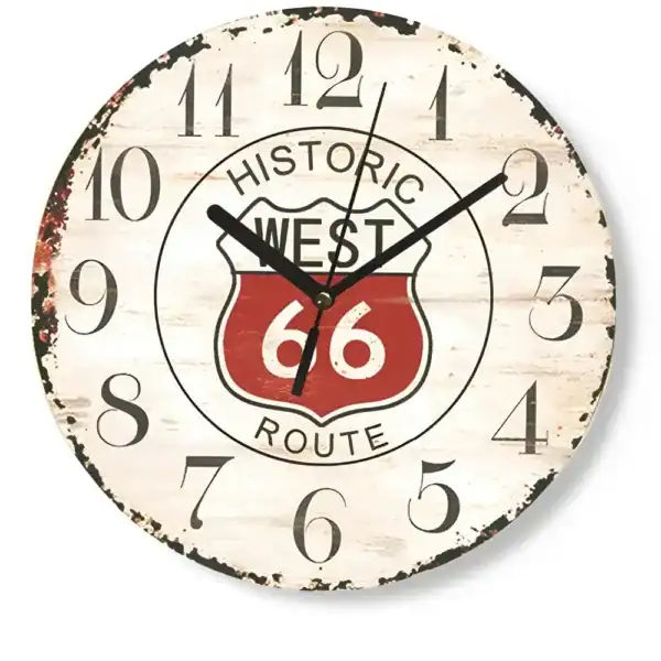 Wandklok jaren 60, vintage Route 66, foto 6