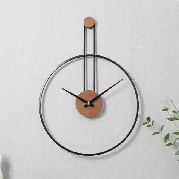 Pendule wandklok, metalen klok in zwart, goud of zilver, foto 2