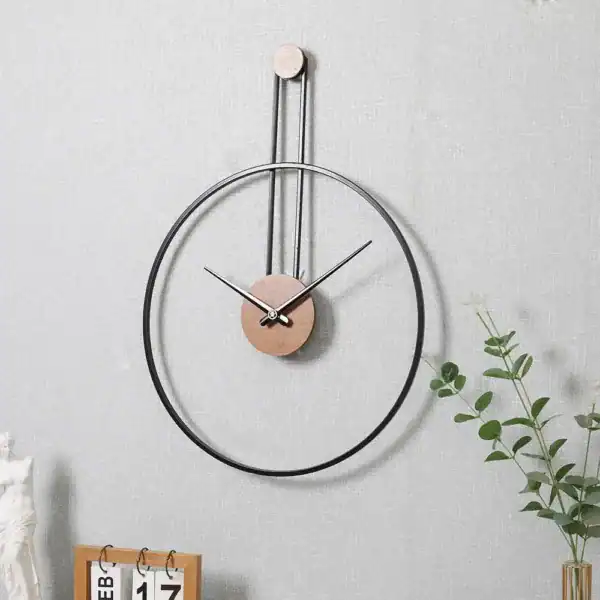 Pendule wandklok, metalen klok in zwart, goud of zilver, foto 3