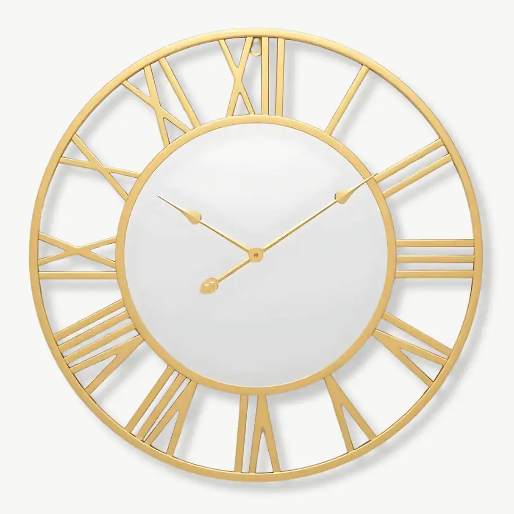 Wandklok met Romeinse cijfers, zwart of goud in 40-60 cm