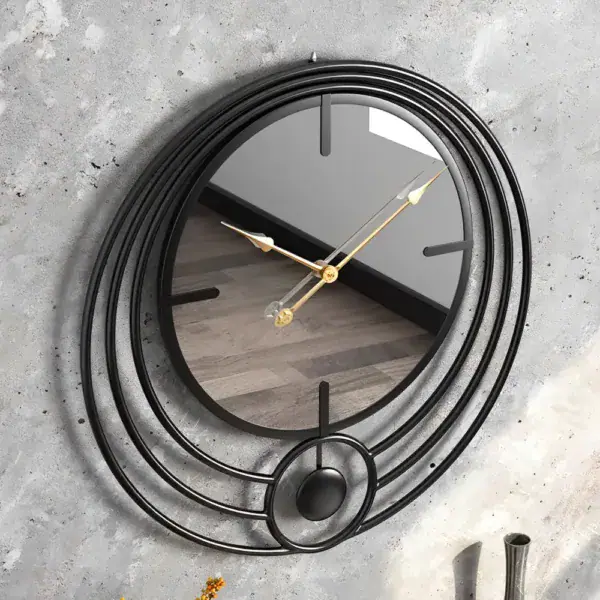 Wandklok spiegels, zwart en goud, foto 5
