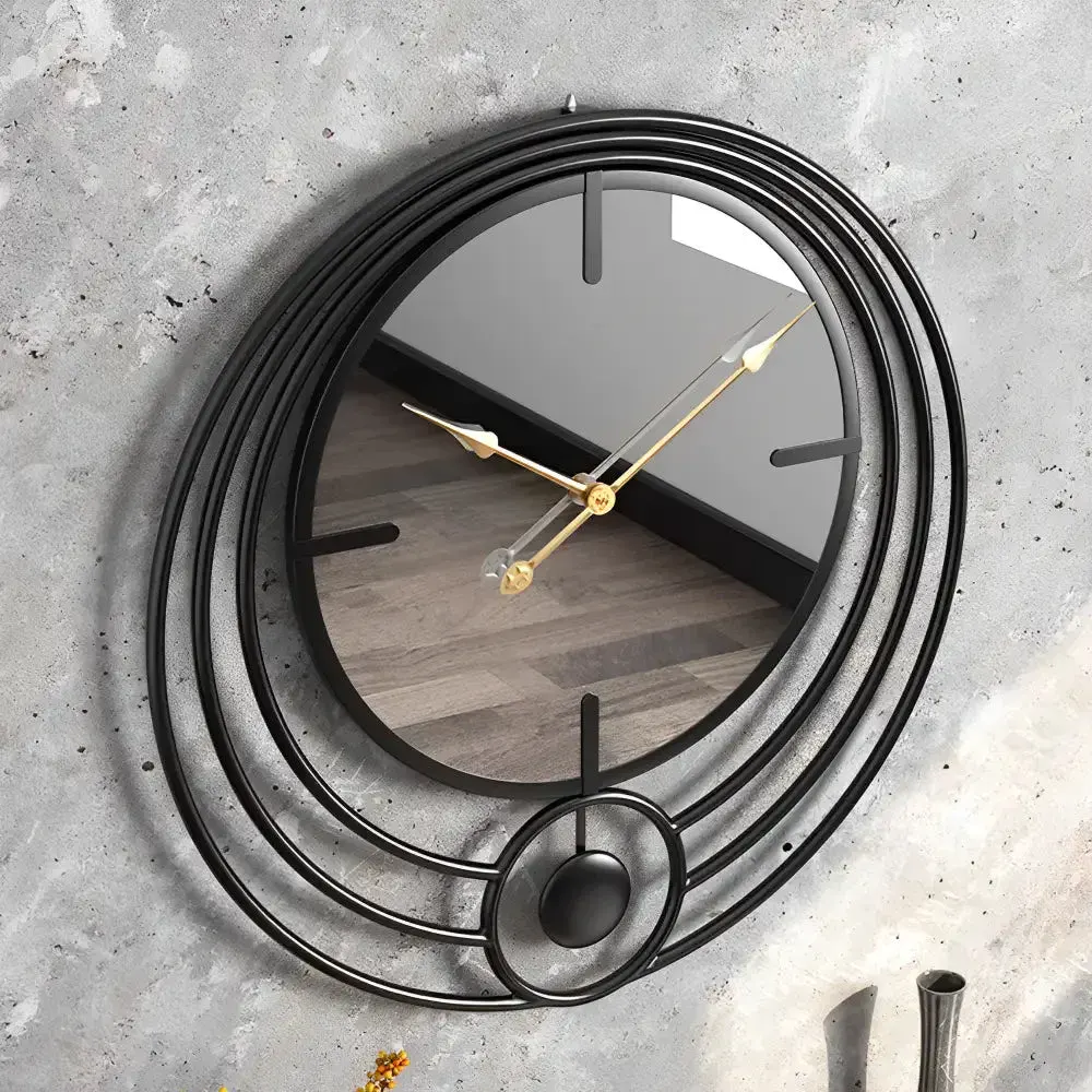 Wandklok spiegels, zwart en goud, foto 5