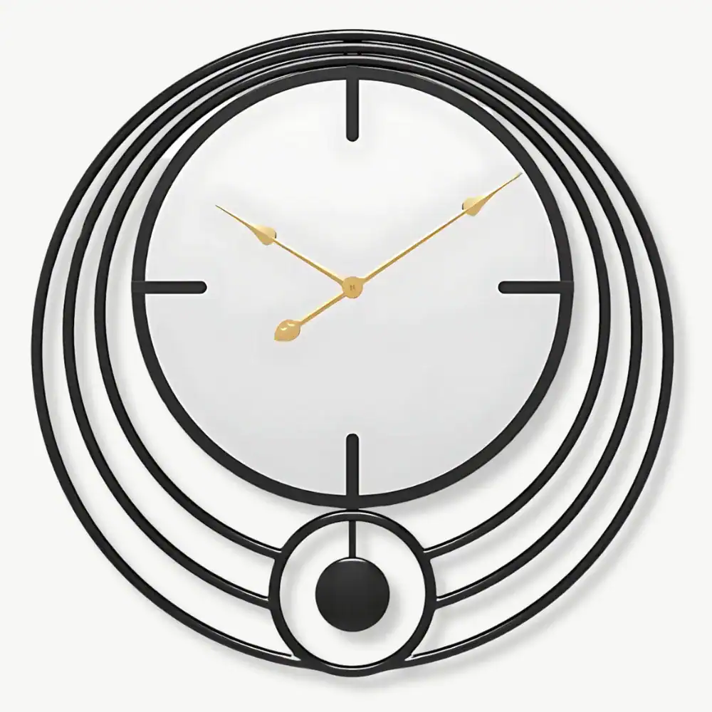 Wandklok spiegels, zwart en goud