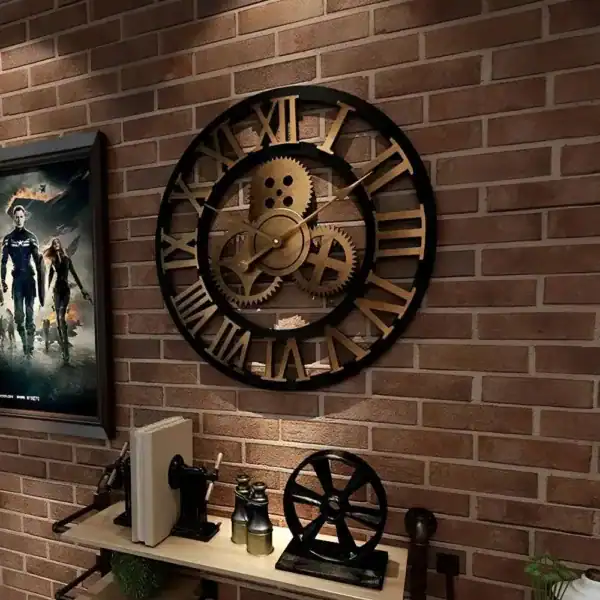 Wandklok steampunk, met tandwielen, foto 2