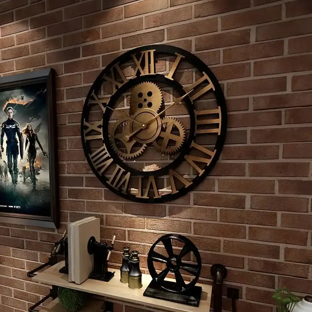 Wandklok steampunk, met tandwielen, foto 2