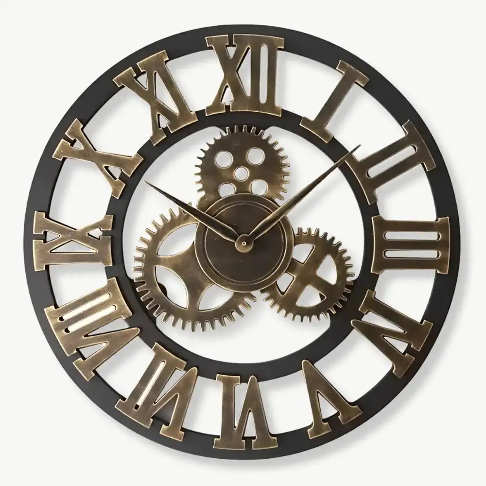 Wandklok steampunk, met tandwielen