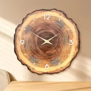 Wandklok stil uurwerk hout, natuurlijk design